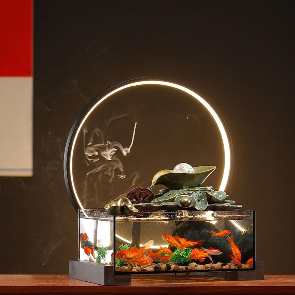 Tabletop Fountains Chinese Style Water Fountain Fish Tank Ornaments Living Room Desk Decoration Circulating Water Study Desktop Fountain Indoor Tabletop Water Fountain