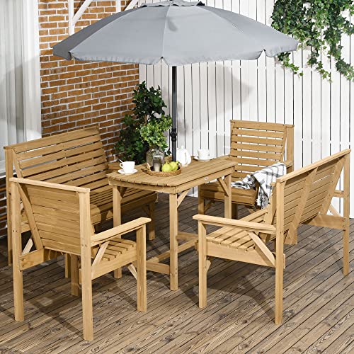 Outsunny US84G-140V00LR0131 5 Piece Wooden Patio Dining Set thumb #1