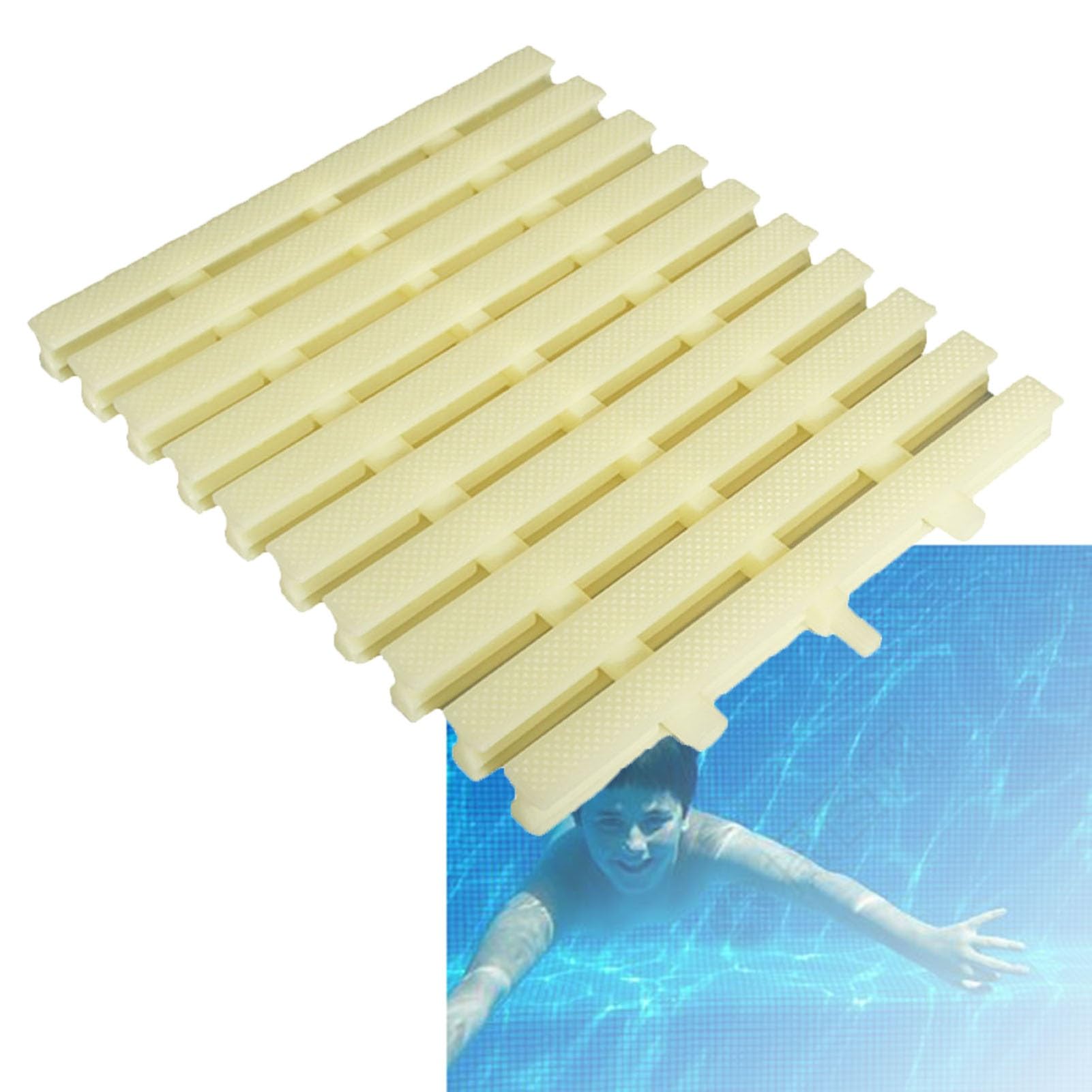 WQPMNYG Durable Swimming Pool Grates - 15pcs Spliceable Drain Overflow Grates for Driveway, Patio & Deck - Bone Color, 30x100CM - Perfect for Commercial Use