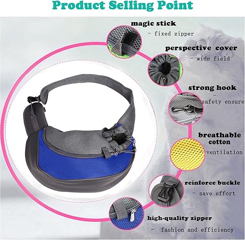 Miniatura 4 de Transportador para perros y mascotas, malla transpirable, portátil, seguro para viajes, con correa de hombro antideslizante ajustable para perros