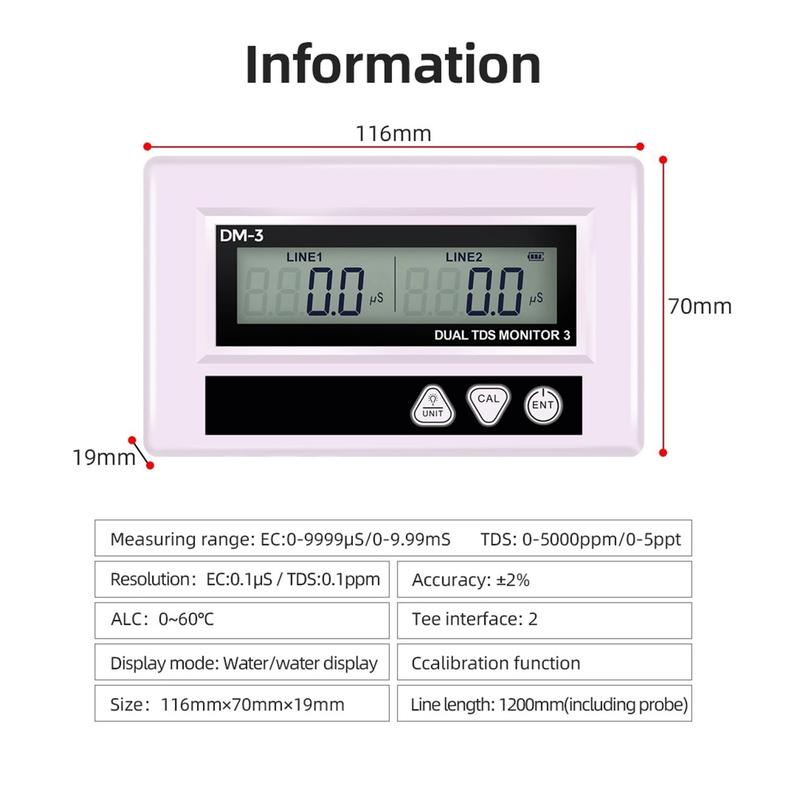 Podwójny Miernik TDS EC Online Tester Jakości Wody Z Wyświetlaczem HD LCD Podwójna Sonda PH Pitnej Do Basenu I Akwarium