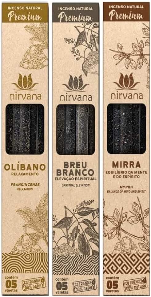 Incenso Natural Nirvana Premium - Kit 3 Resinas Sagradas