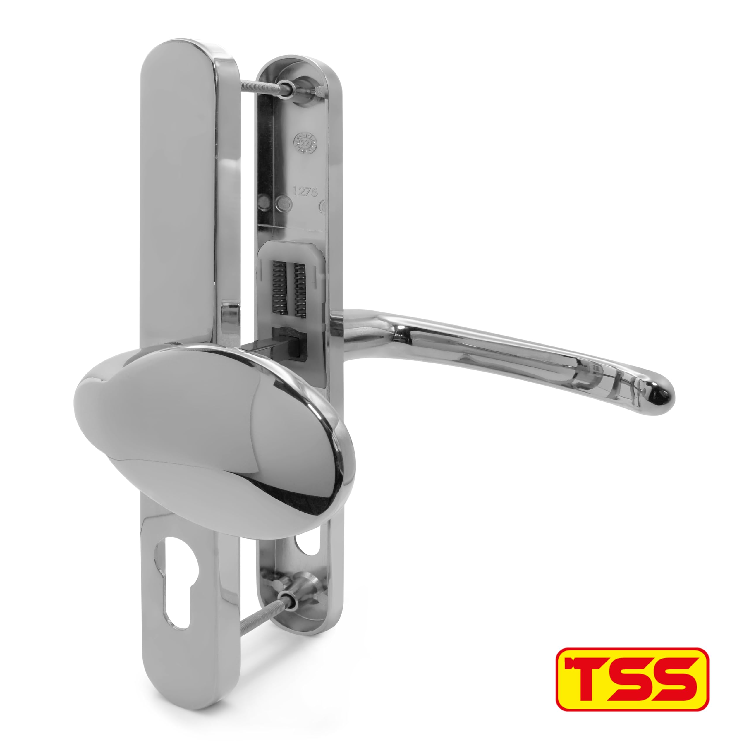 TSS Polished Chrome UPVC Door Handle Pair Set including Lever and Pad, Suits Fullex Locks, Sprung, 68mm PZ (Centres) - Image 2