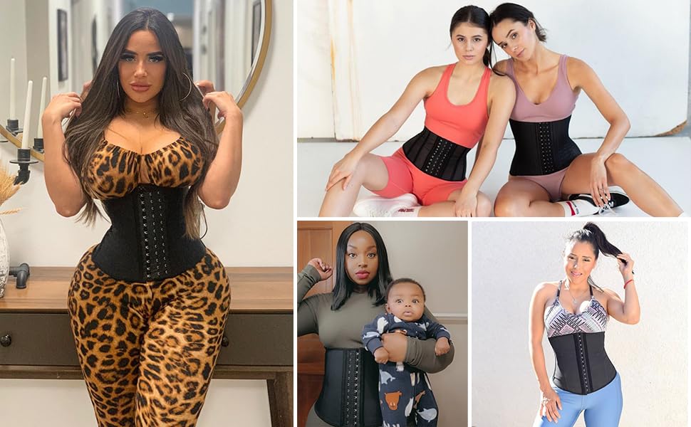 Corsé de látex reductor de cintura para mujer, faja moldeadora negra YIANNA talla S 6
