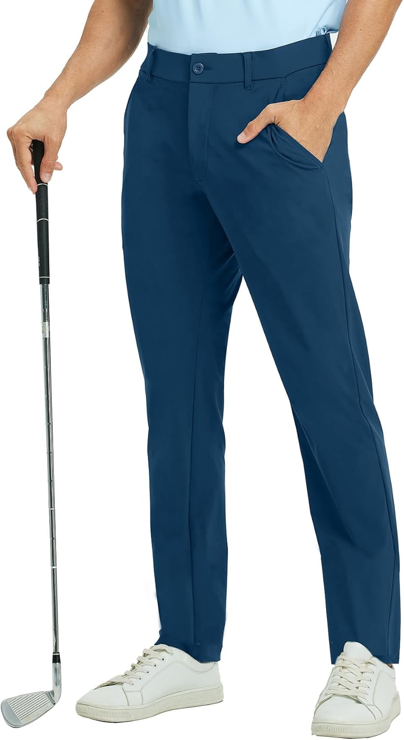 M MAELREG Mens Golf Pants Stretch 30"/32"/34" Classic Fit Quick Dry Lightweight Casual Dress Trousers with Pockets