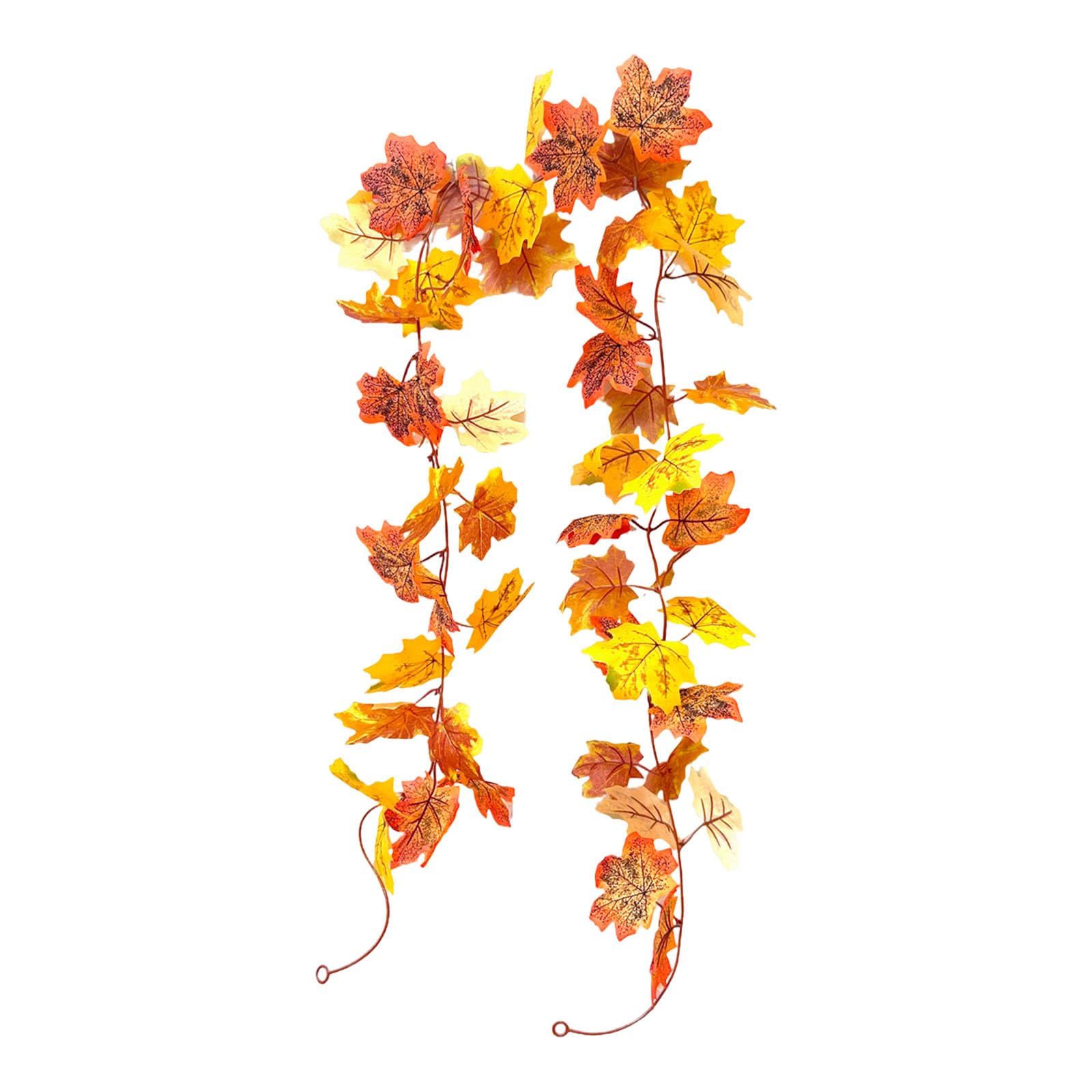 1 / 2Pcs Autumn Maple Rattan Wreaths Decors Harvest Maple Rattan Wreath Hanging for Thanksgiving and Festival Decoration Artificial