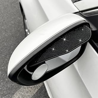 2PCS Car Rearview Mirror Rain Eyebrows, Bling Crystal Rain Visor Guard, PVC Waterproof Auto Mirror Visor Smoke Shade Cover, Automotive Exterior Accessories Decor (Black)
