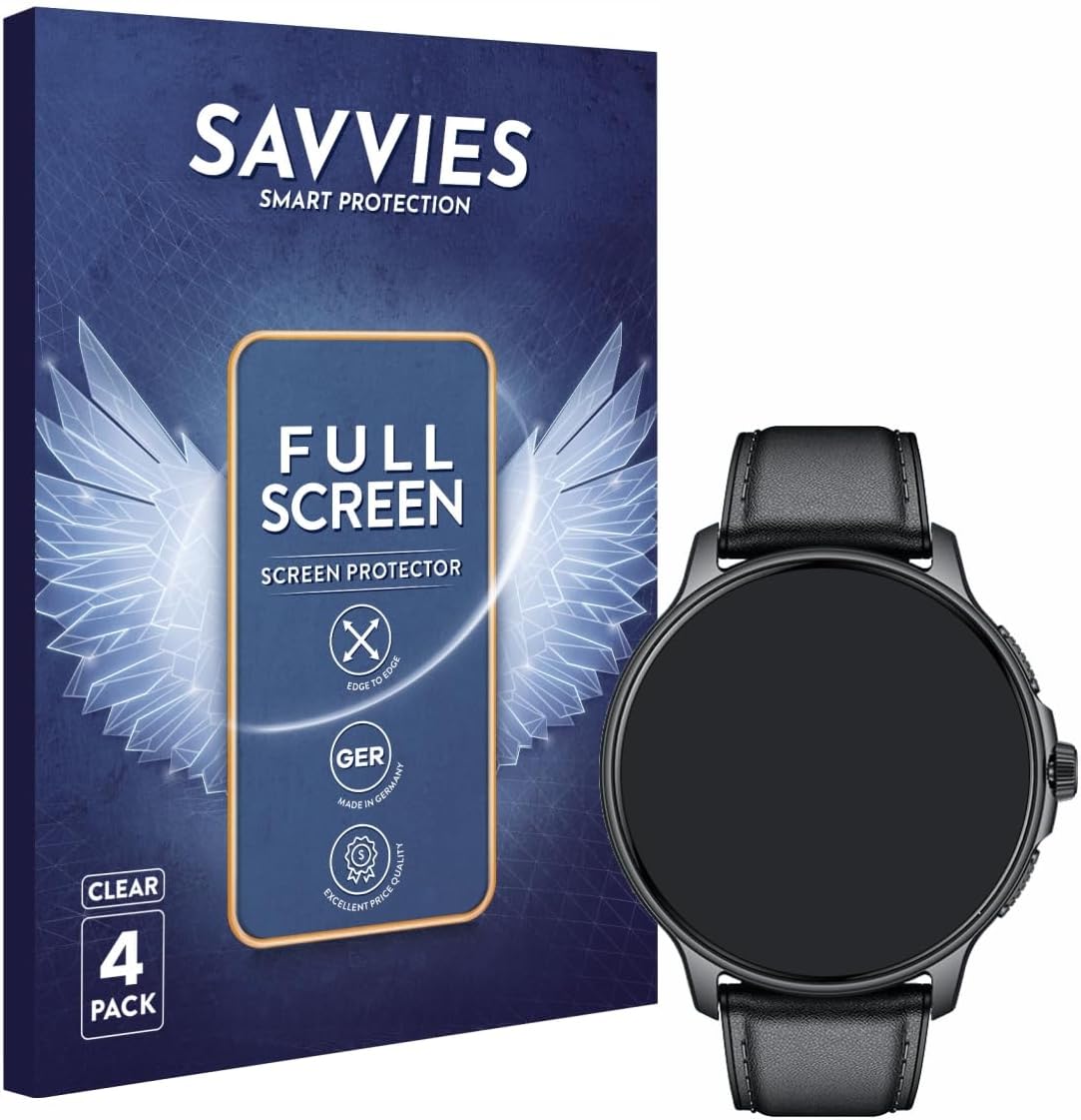 (4 Pack Full-Screen Protection Film Compatible with CatShin Smartwatch 1.43" Full Cover Screen Protector 3D Curved [Edge to Edge]