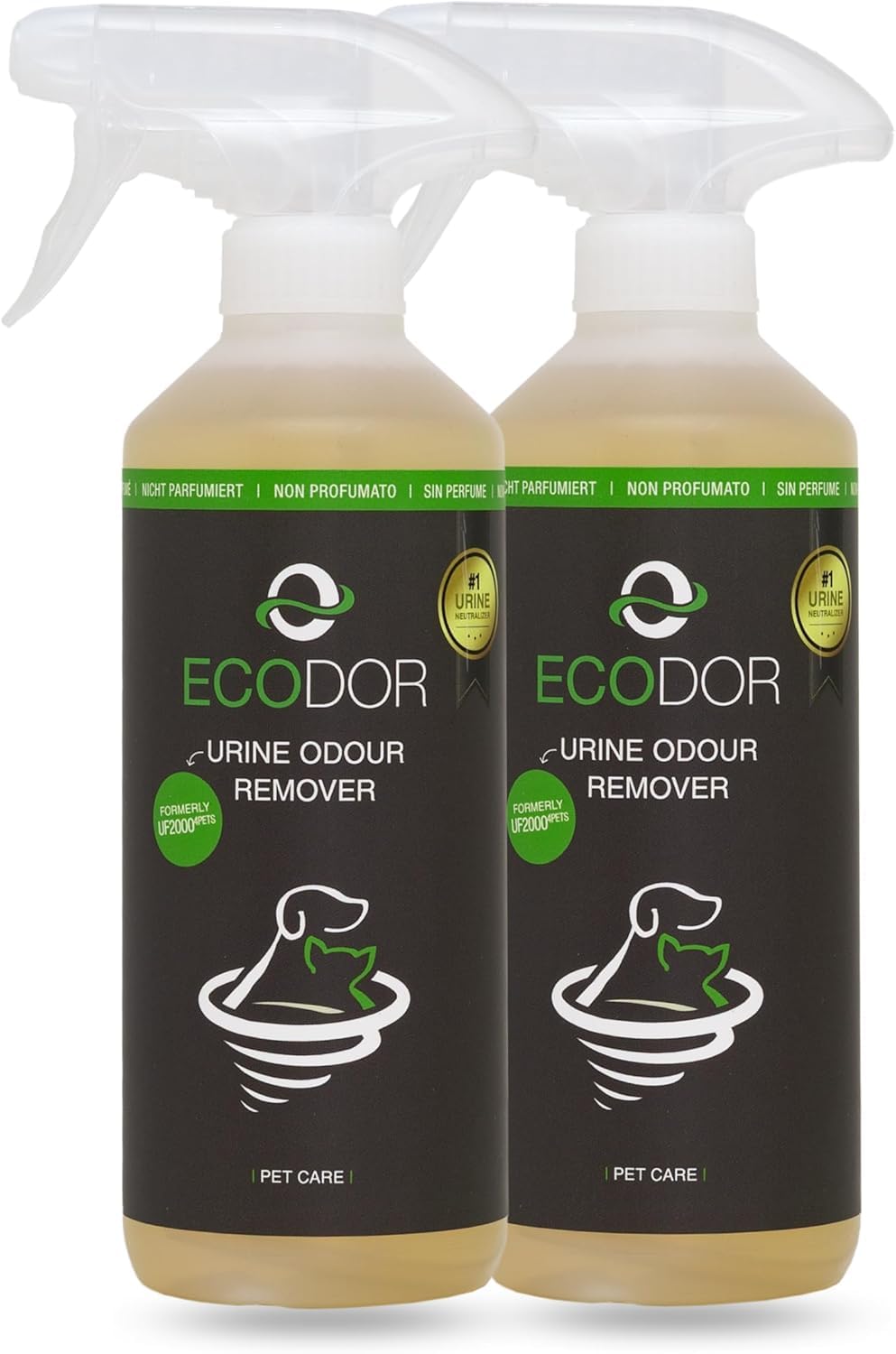 UF2000 4Pets Urin Geruchsneutralisierer 2x 500ML | DUO Pack | Kraftvolle Formel | 100% Biologisch | Vielseitige Anwendung | Geruchsentferner | Geeignet für Hunde, Katzen und andere kleine Tiere