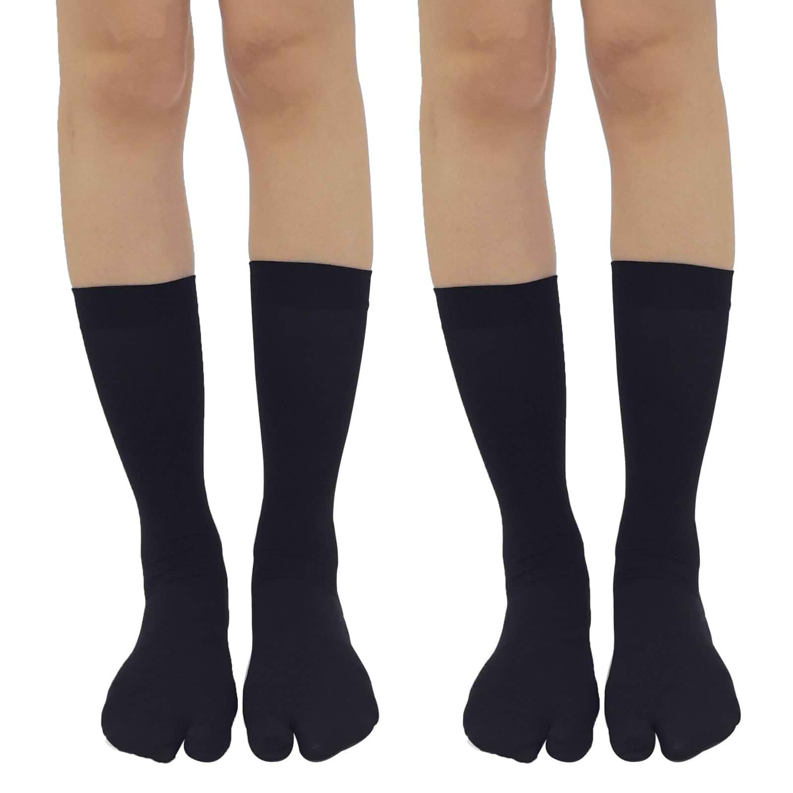 Yuyeran 2 Pairs Thin Split Toe Socks Breathable Tabi Flip Flop Knee-High Stockings Japanese Geta Socks
