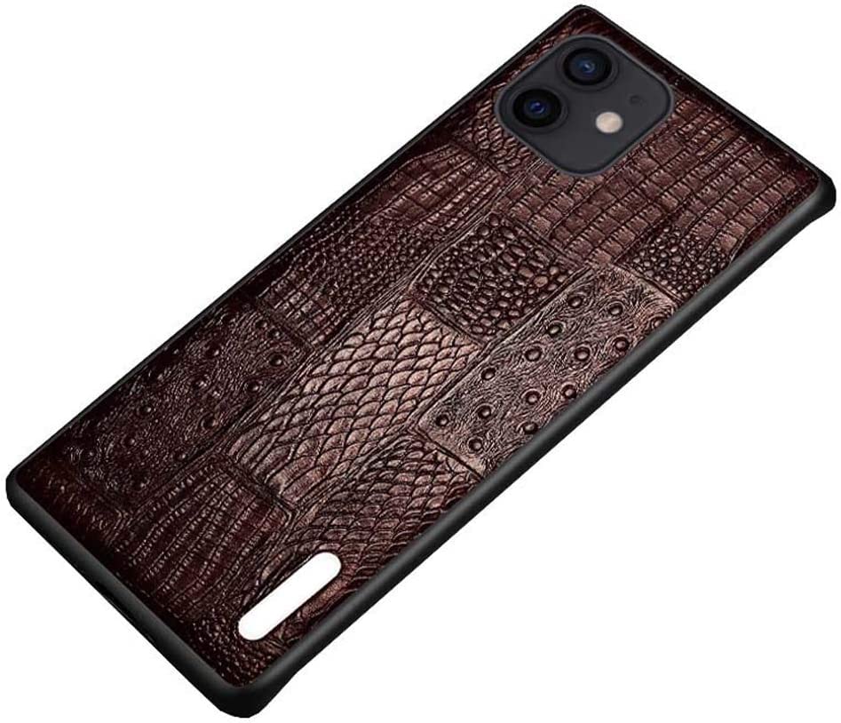 Étui pour Apple iPhone 12 antichoc cuir motif Mahjong marron