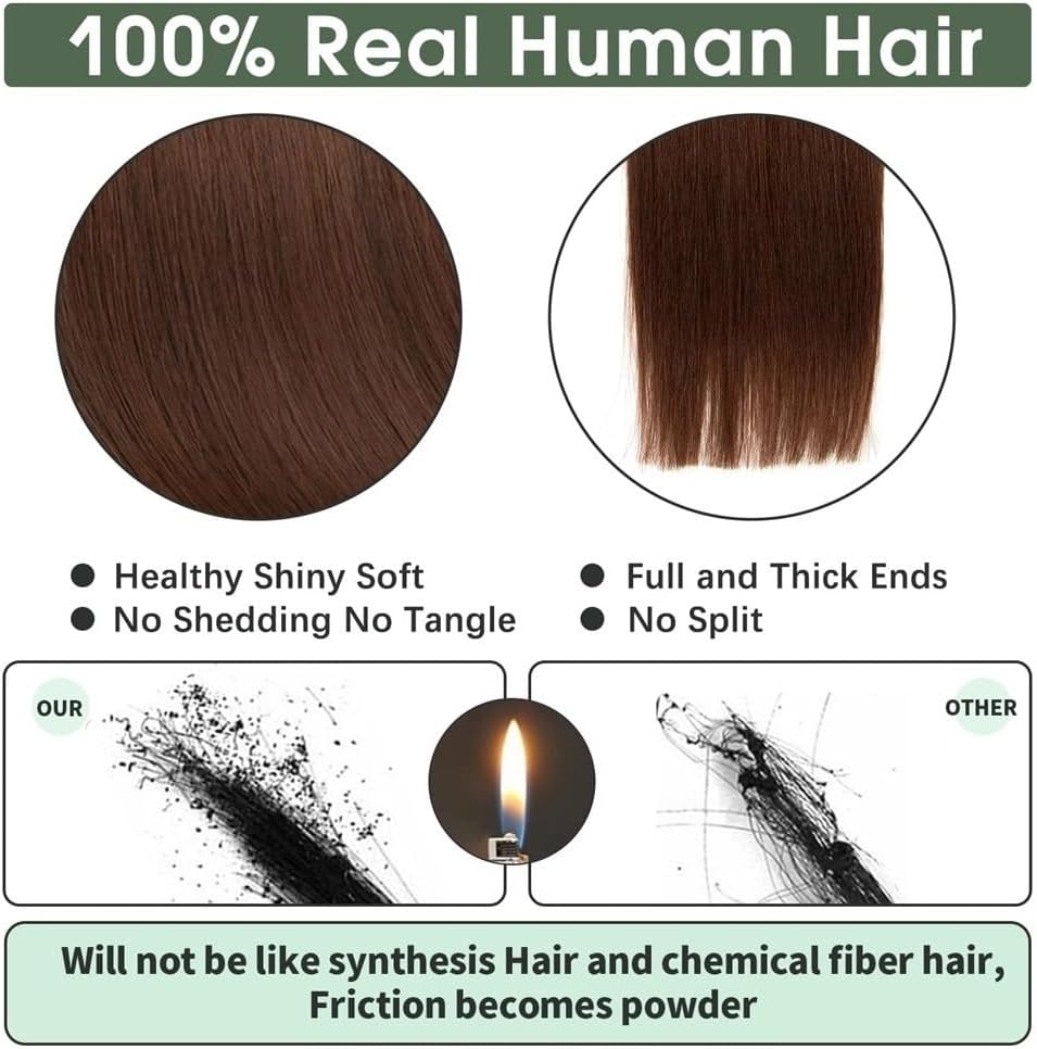 ヘアエクステンション チョコレートブラウン ウィッグ 16-26インチ 20～50グラム 両面インビジブルヘアエクステンションテープ