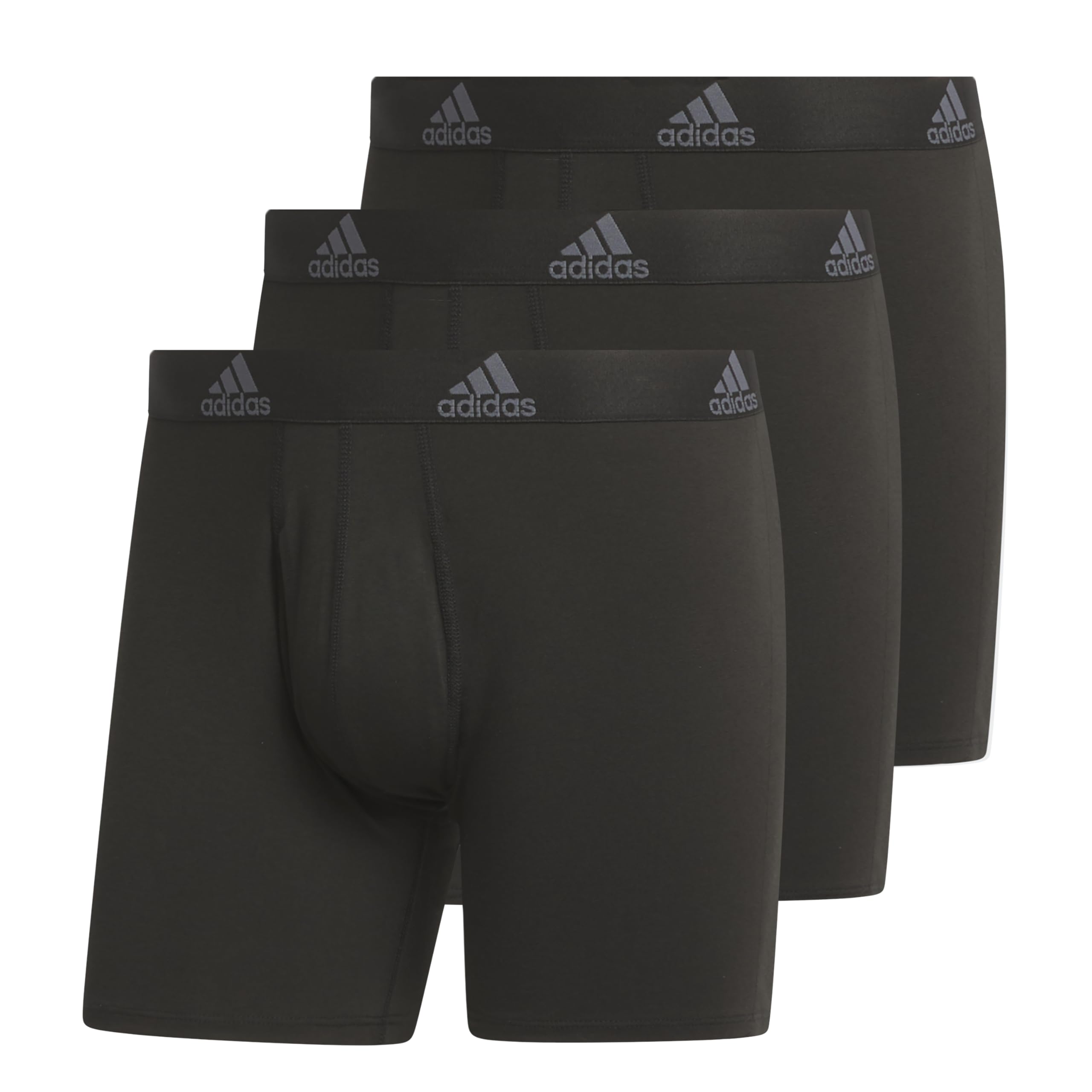 adidas Men's Performance Stretch Cotton Boxer Briefs 3-Pack, Soft Underwear, Superior Comfort, Black/Onix Grey, 4XL Big Tall