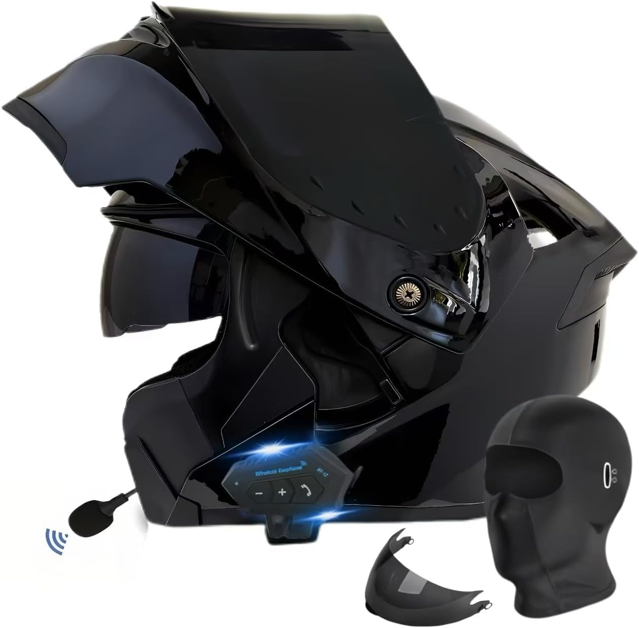 Bluetooth Motorcycle Helmet,Modular Motorcycle Helmet with Bluetooth,DOT Approved Dual Visor Full Face Flip up Bluetooth Integrated Motorcycle Helmets for Adults Men Women