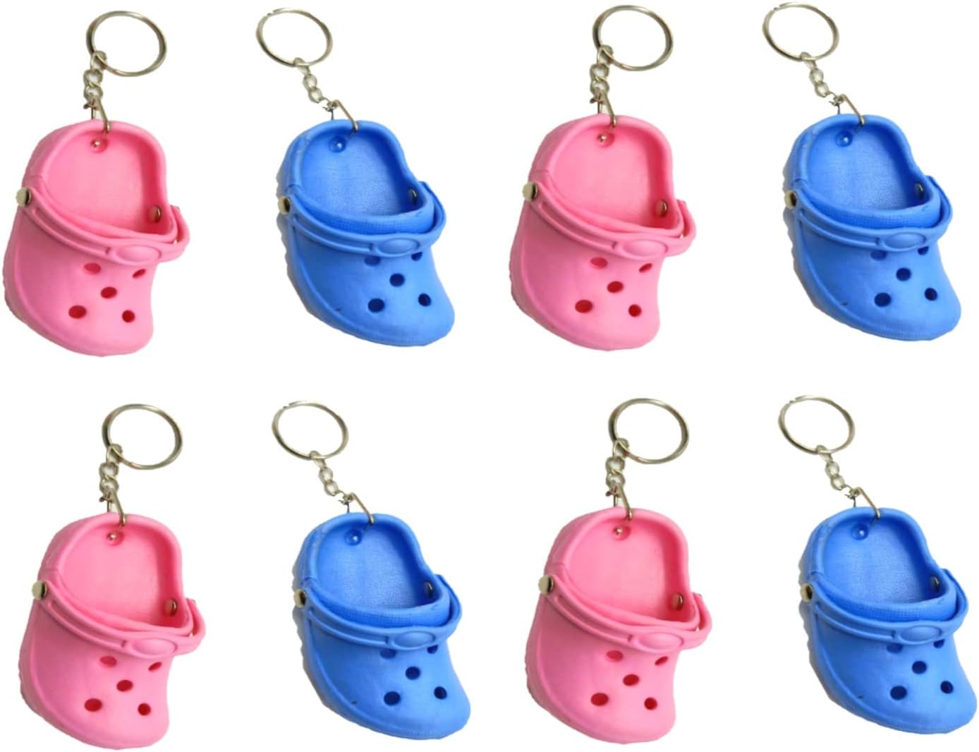 24 Count - Baby Shower Party Favors - Gender Reveal - Mini Clog Shoe Keychains - Rubber Slipper Key Chains - Blue - Pastel Pink - Women - Cute Charms -Baby Shower Gifts - Little Miniature Shoes