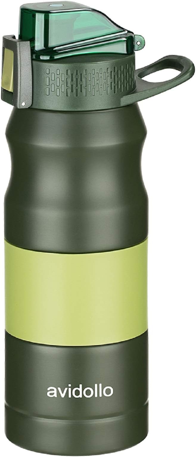 avidollo Thermos Vacuum Insulated 16 Ounce Stainless Steel Water Bottle, Green