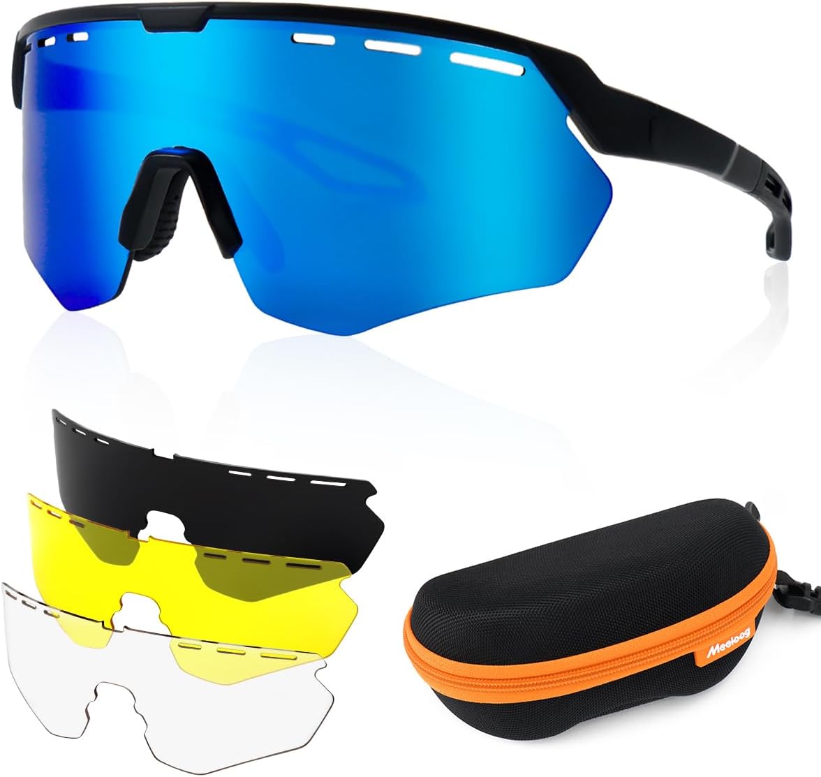 Meeloog Sports Sunglasses for Men Women Youth, UV Protection Wrap Around Glasses for Cycling Running Baseball Pickleball