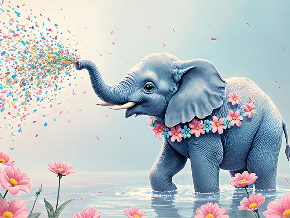 COKYIS Stamped Cross Stitch Kits 11CT Counted Printed Cross Stitch Kit Elephant Preprinted Pattern Embroidery Starter Kit for Beginner and Adults 40x50cm