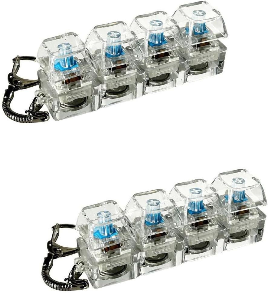 Anti-Stress Keyring, Set of 2 Luminous Anti-Stress Keyboards, 4 Light Buttons, Anti-Stress Keyboard, Mini Keyboards, Anti-Stress Keyboards, Adult Stress Relief Keyboards (A)