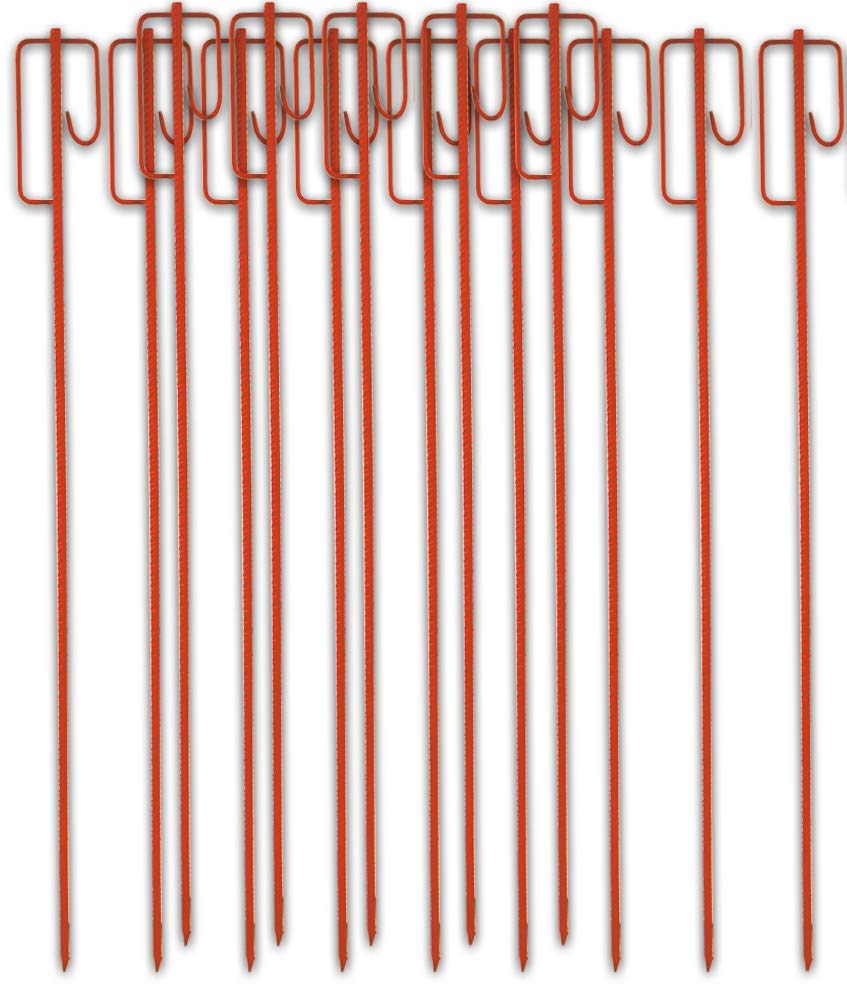 UvV UVHLT150 Absperrhalter 1,48 m lang, 16 mm stark rot lackierte Absperrleinenhalter Stahl für Bauzaun, Fangzaun, Flatterband, Warnband (15 Stück)