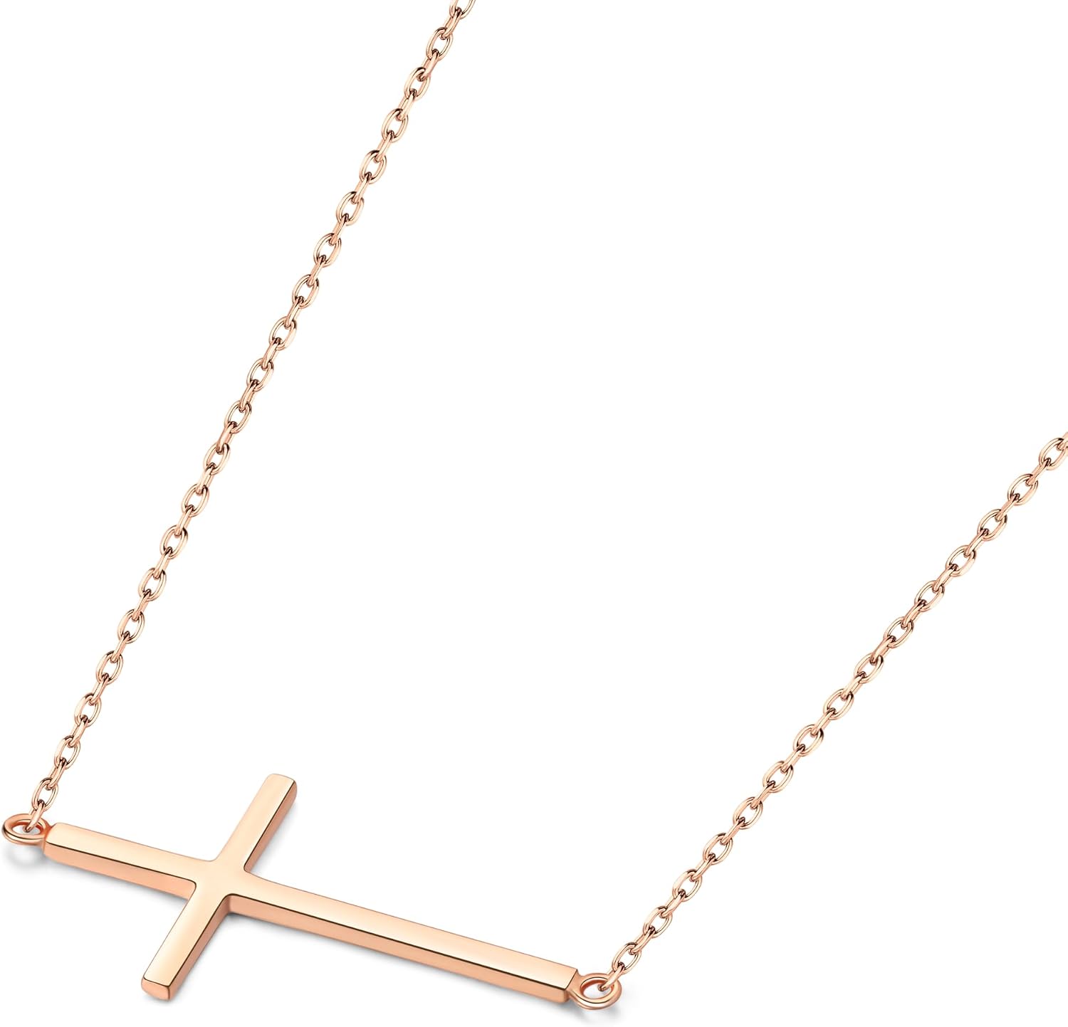 My Daily Styles 925 Silver Sideways Cross Necklace For Women Latin Cross Necklace with Adjustable Chain - Gold and Silver Cross Necklaces for Girls - Perfect Religious Gift
