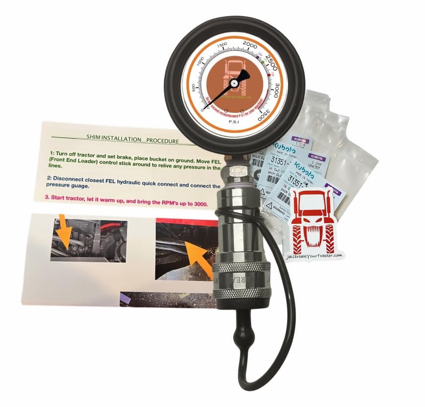 Image of JailBreakYourTractor kit W/Gauge HST Hydraulic Shims Compatible with Kubota MX, L Series +25% Power