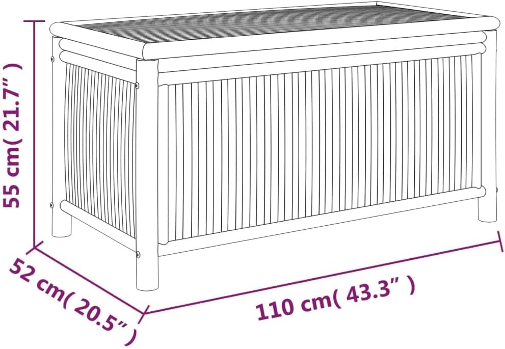 Patio Storage Box Patio Deck Box, Outdoor Cushion Storage Container Bin Chest for Patio Cushions, Outdoor Gardening Tools, 43.3"x20.5"x21.7" Bamboo