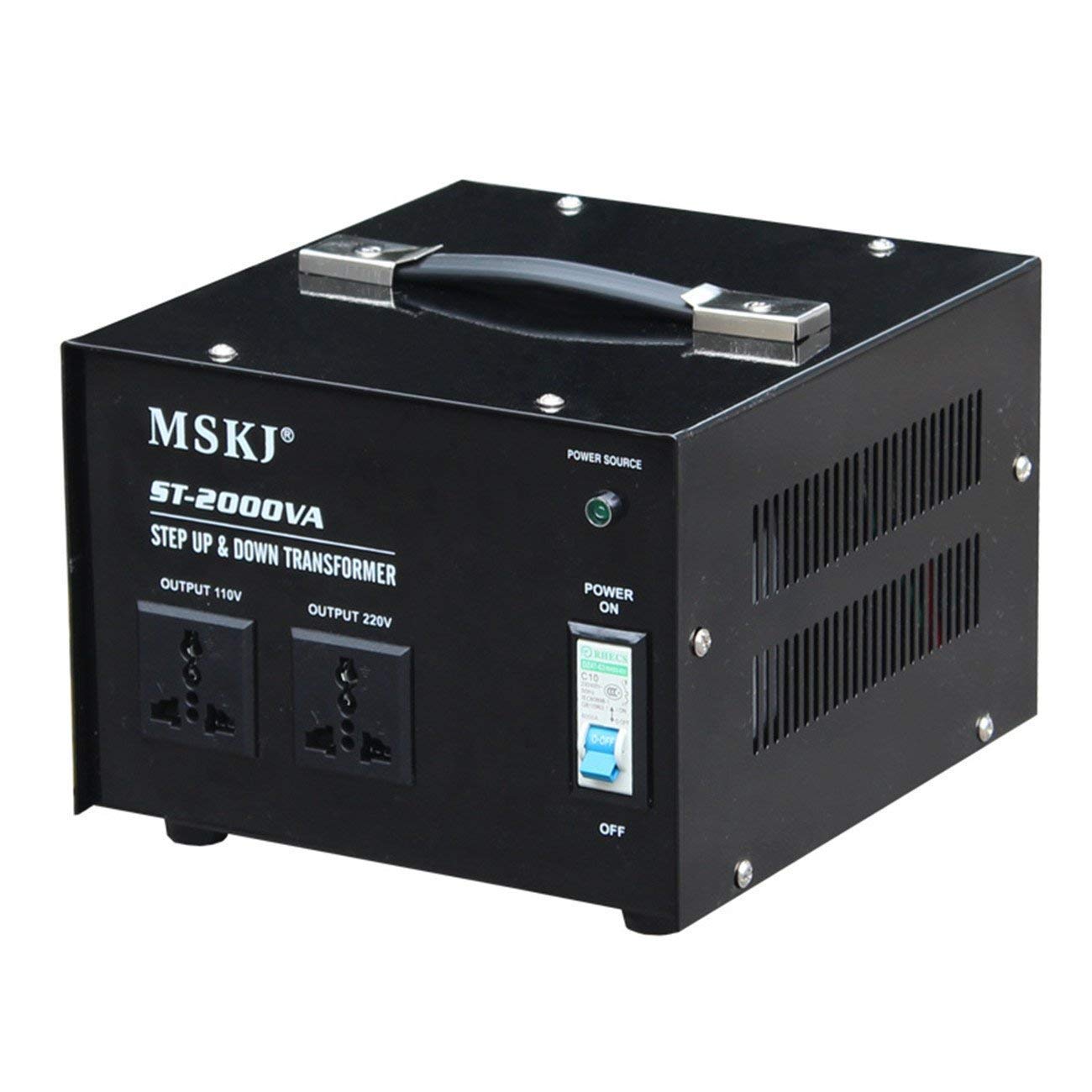 MSKJ Voltage Converter 2000W Step Down Transformer 220V to 110V Universal UK to US Power Converters with UK Standard Plug Circuit Break Protection