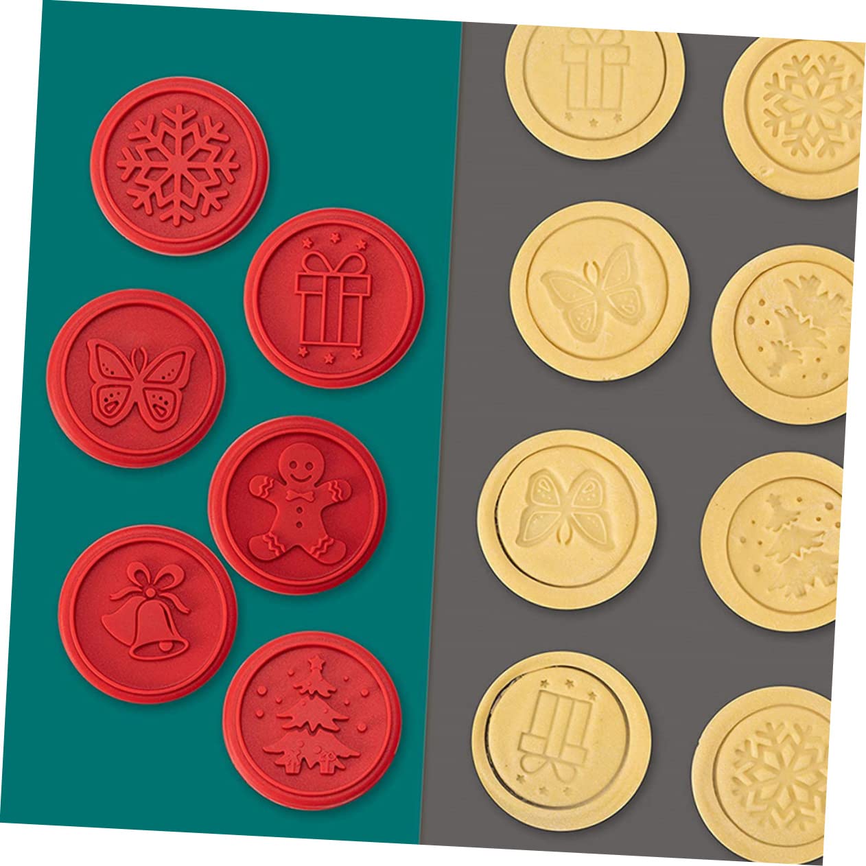 Alipis 4 Juegos De Sellos De Galletas Suministros De Fiesta De Navidad Decoración De Fiesta De Navidad Cortador De Galletas De Sello De Galletas Galletas Molde Decorativo Para