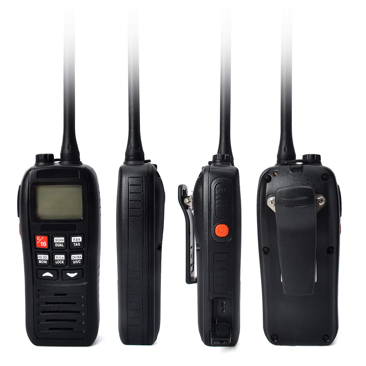 HYS TC-37M IPX7 Étanche VHF Portable Radio Marine Longue Portée Radio Marine LCD Rétroéclairage Automatique pour Bateaux