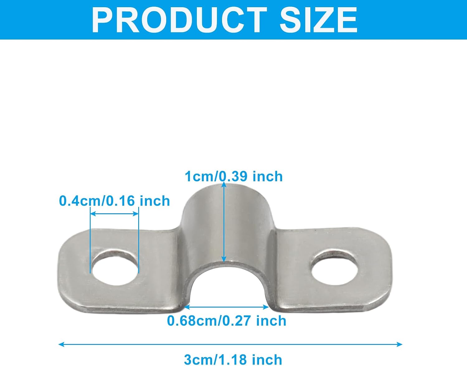 1/4 Inch U Pipe Bracket, 20 Pack, Stainless Steel