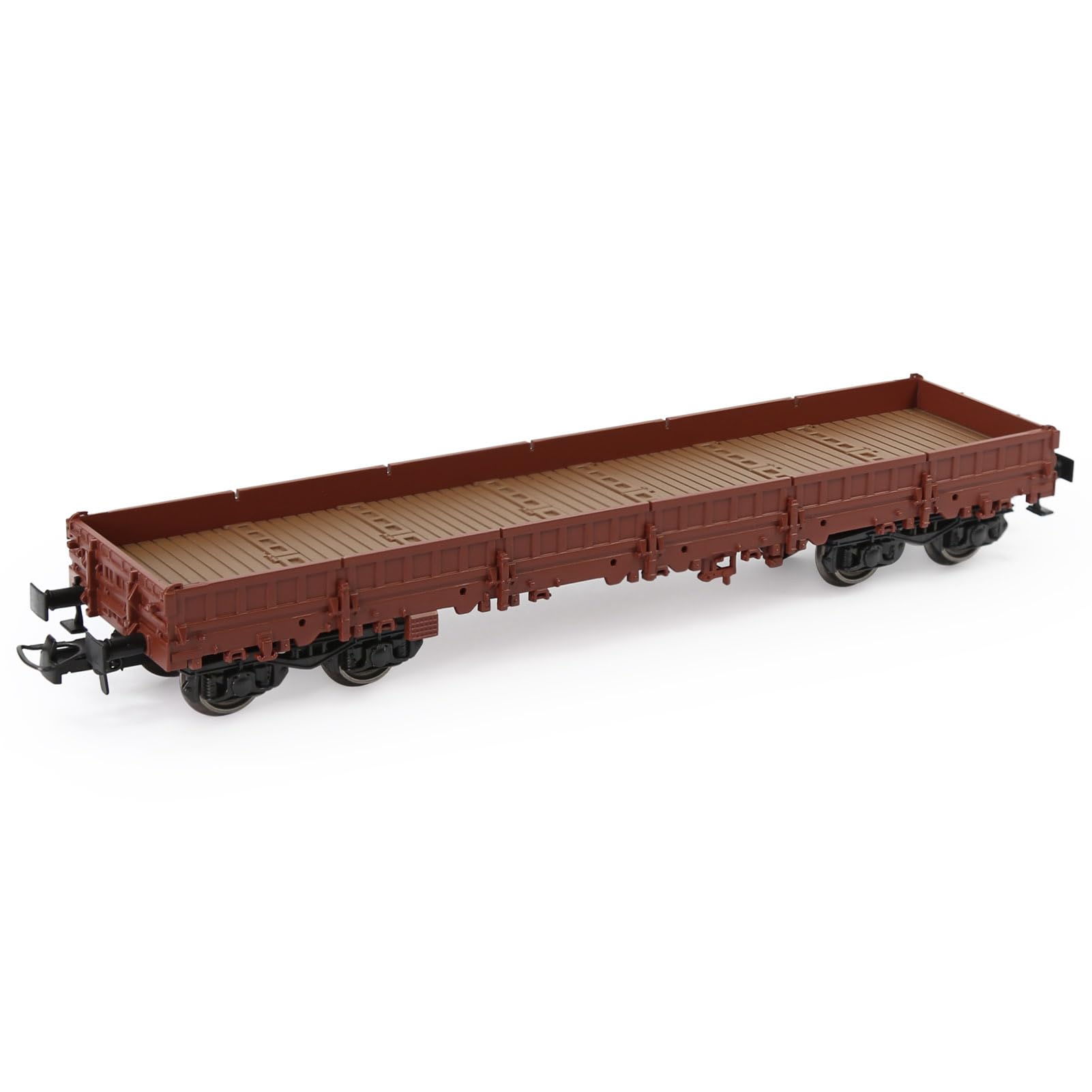 C8764 1 Unit 1:87 HO Scale 40' European Style Coupler Low-Side Car Model Wagon Painted Model Railway (Brown)