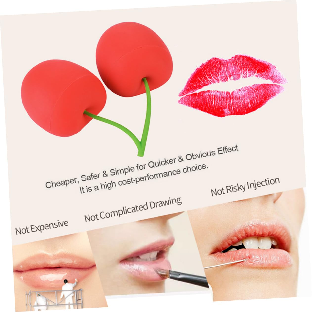 Beaupretty 3piezas Dispositivo De Voluminizador Labial De Rellenador Cherry Mejora El Volumen Labios Compacto y Fácil De Usar Para Llevar El Bolso