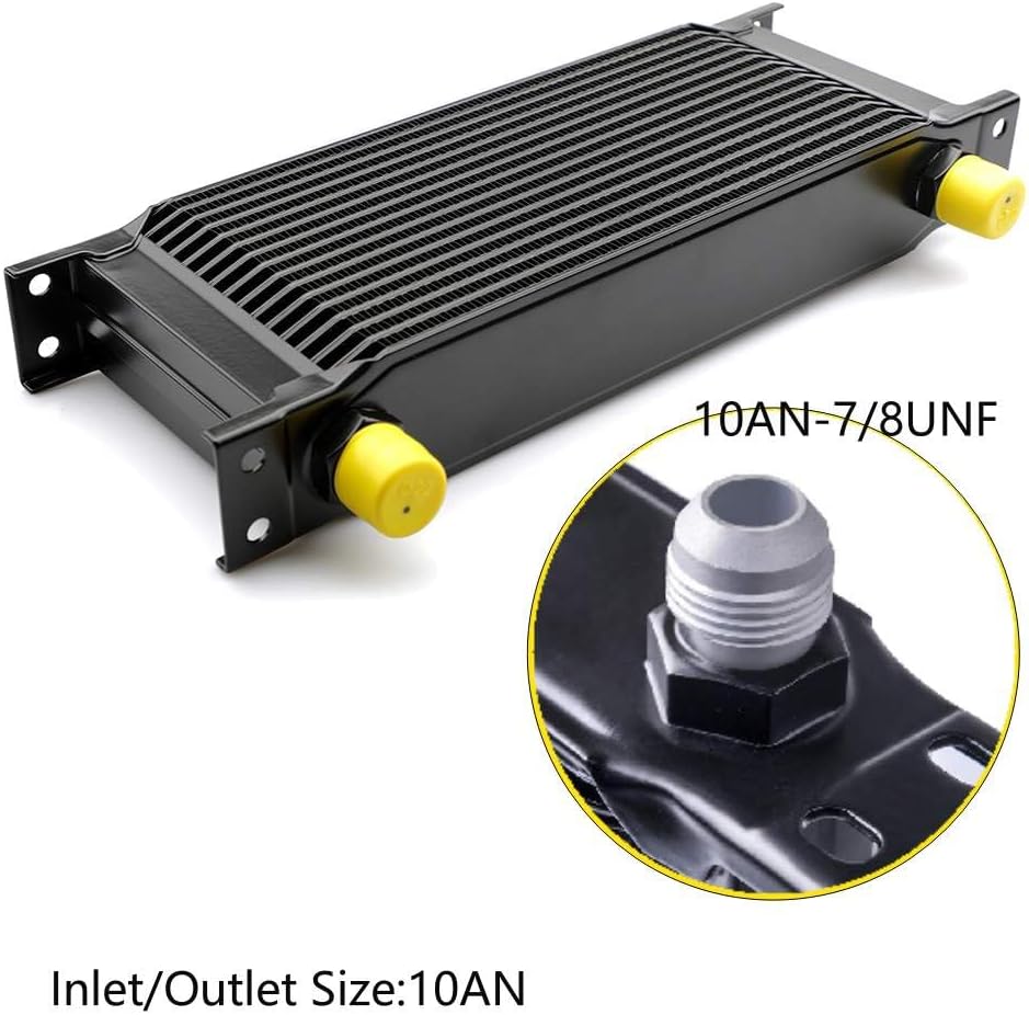 AN10-10AN Stacked Plate Oil Cooler Universal Engine Transmission British Radiator Oil Cooler Condenser Aluminium Alloy Black (16 Row)