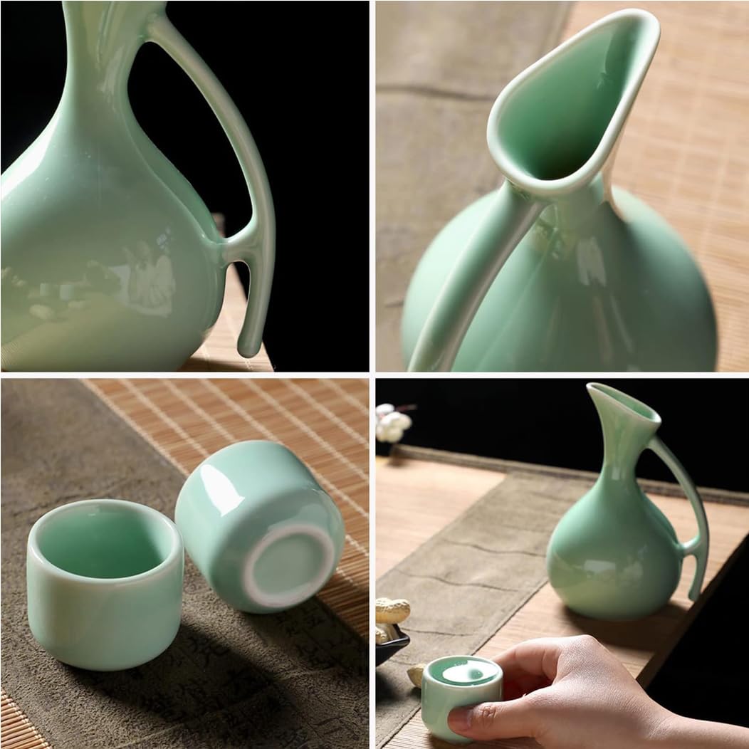 Set di sakè giapponese tradizionale in ceramica, confezione regalo da 7 pezzi, tradizionale tazza da sakè artigianale in porcellana retrò con 1 pentola da sakè e 6 tazze da sakè, il miglior rega