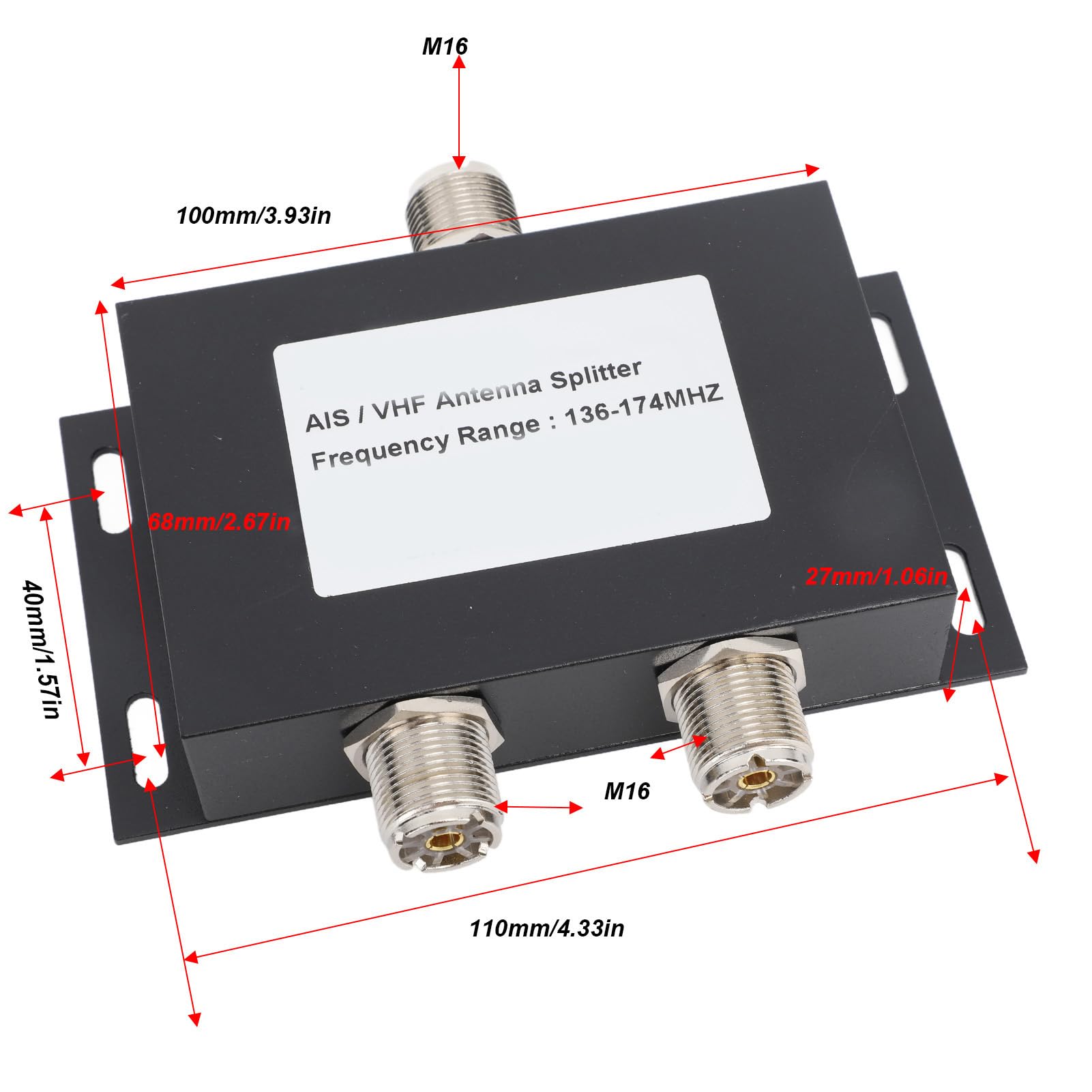 Antenna Splitter AIS VHF per il Marino, Sostenibile Che Divide 2 Modi per, Divisore di Antenna 136 a 174 MHz