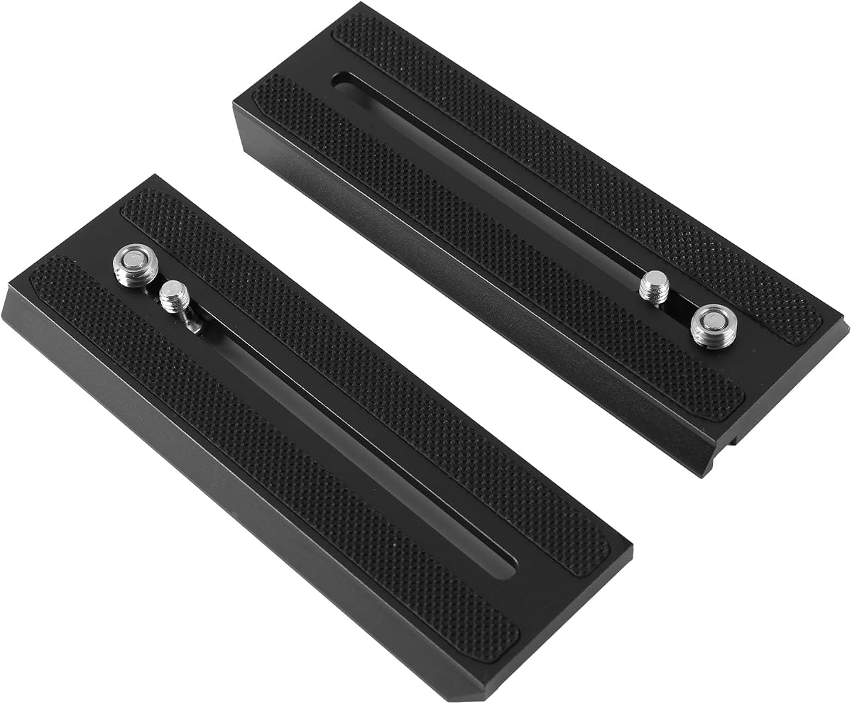 2pcs Quick Release Plate Tripod Mounting Plate for Camera Mount with 1/4 3/8 inch Screws Manfrotto MVH500AH 501HDV MVH502AH 503HDV 504 701HDV MH055M0-Q5 Innorel f60 Miliboo MYT802 RC5