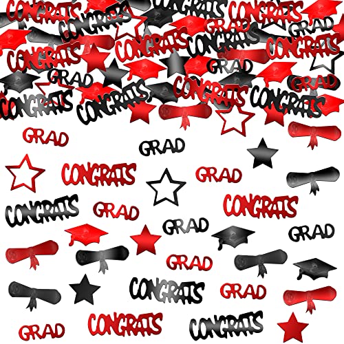 Image of Graduation Decorations 2026 | Red and Black Graduation Confetti 2026 - Pack of 1300 | Graduation Confetti class of 2026 | 2026 Confetti Graduation | 2026 Graduation Table Decorations, KatchOn