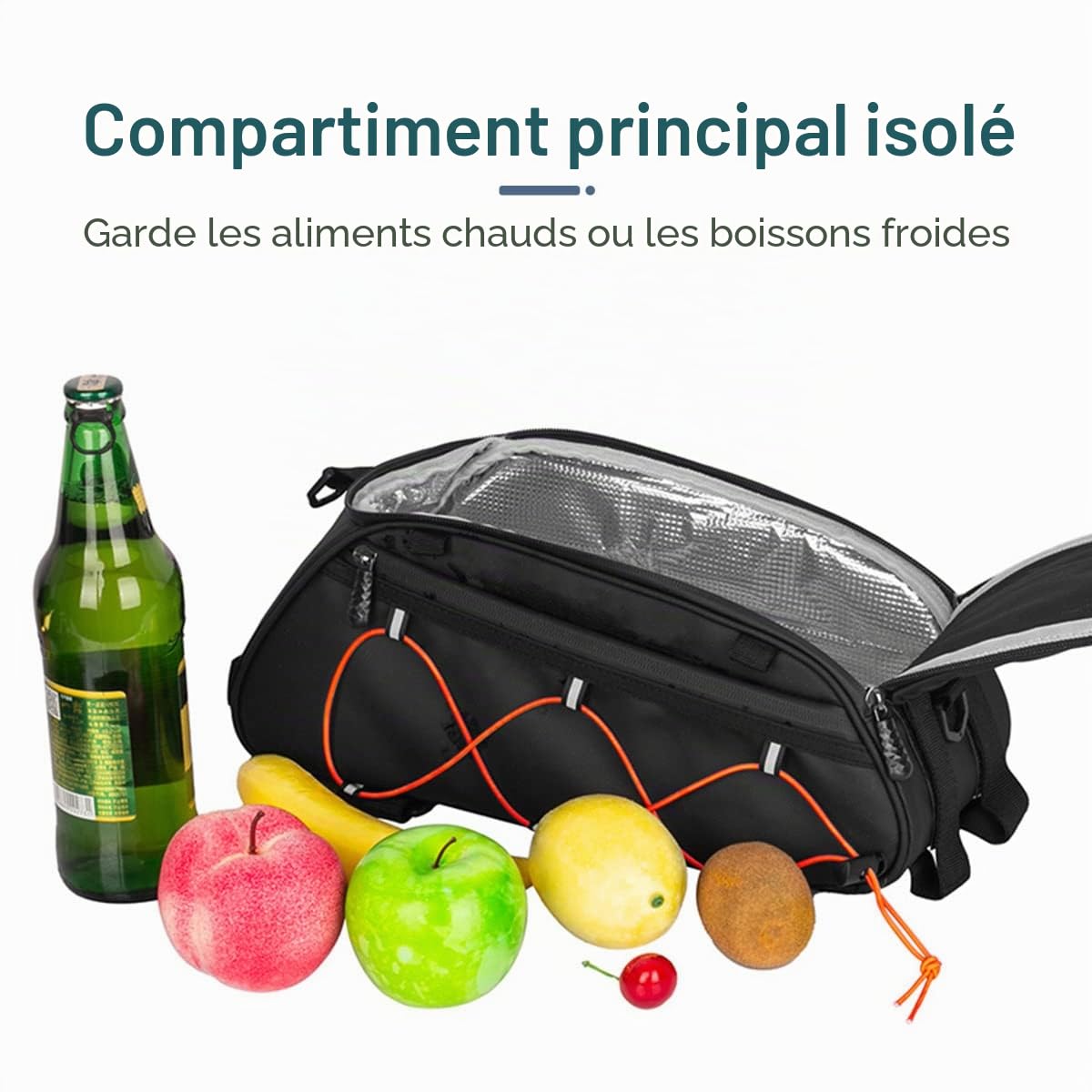 Sac de Porte-vélos 3 en 1 Coffre Isotherme vélo avec 2 Sacs Suspendus Latéraux Bagages Sacoche Bandoulière