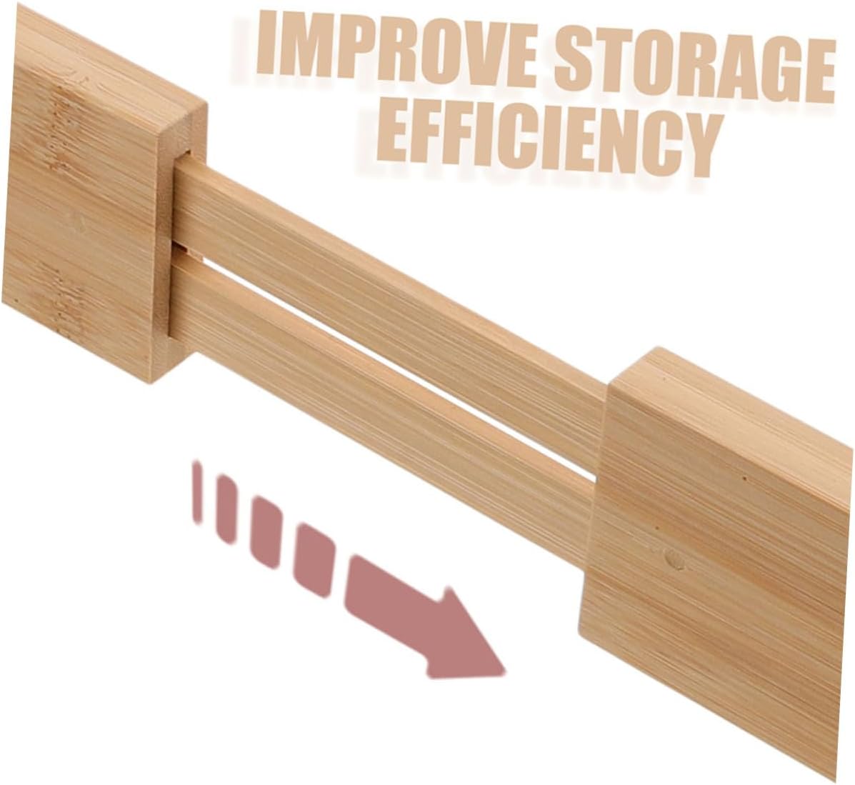 2pcs Bamboo Drawer Dividers for Kitchen Retractable Drawer Partition Expandable Separator Reusable Home Organization