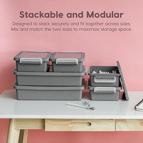 Miniatura 3 de IRIS USA - Contenedores de plástico para almacenamiento de 3 cuartos de galón con tapas, paquete de 4, organizador pequeño de suministros de arte y