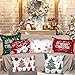 Lanpn White and Red 12x18 Christmas Lumbar Pillow Covers Set of 4, Decorative Rectangle Long 12 x 18 Winter Snowflake Throw Pillow Case Xmas Cushion Cover for Indoor House Sofa Red