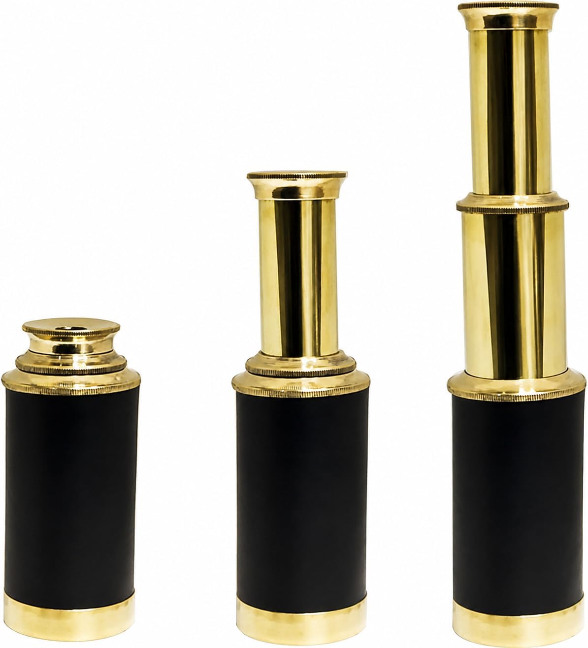 Brass Telescope with Wooden Box, Handheld Collapsible Spyglass, 12x Magnification, Nautical Decor and Gift