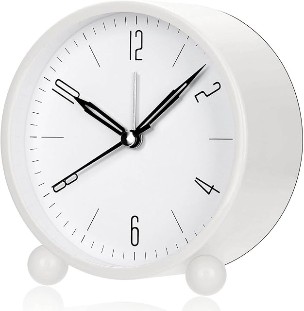 YouJaBz Alarm Clock, Super Silent Non Ticking Small Clock with Night Light, Battery Operated, Simply Design, for Bedroom, Bedside, Desk