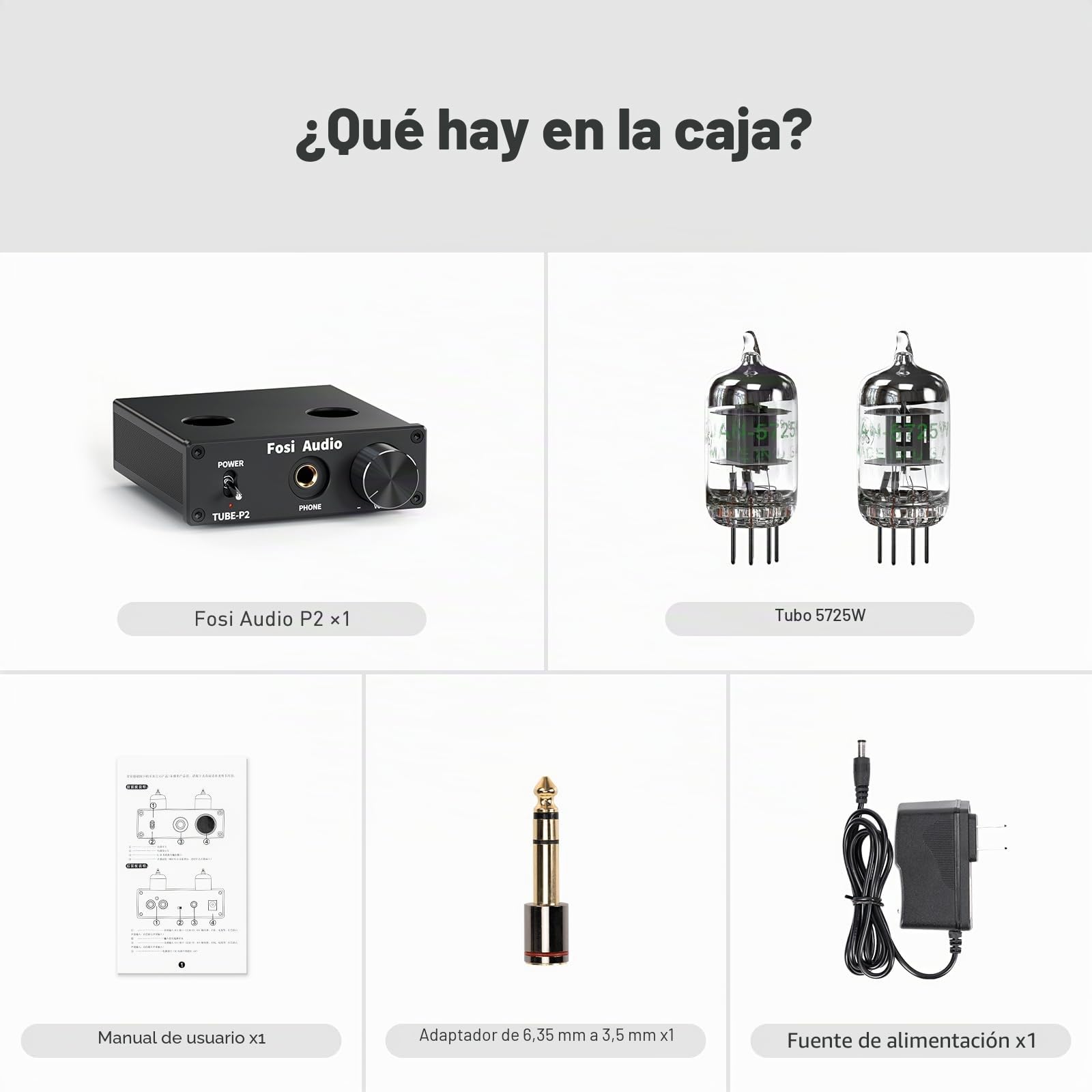 Fosi Audio P2 Amplificador de Auriculares de Tubo Preamplificador de Tubo de Vacío Mini Audio Estéreo de Alta Fidelidad con Protección de Salida de Bajo Ruido de Fondo para Auriculares
