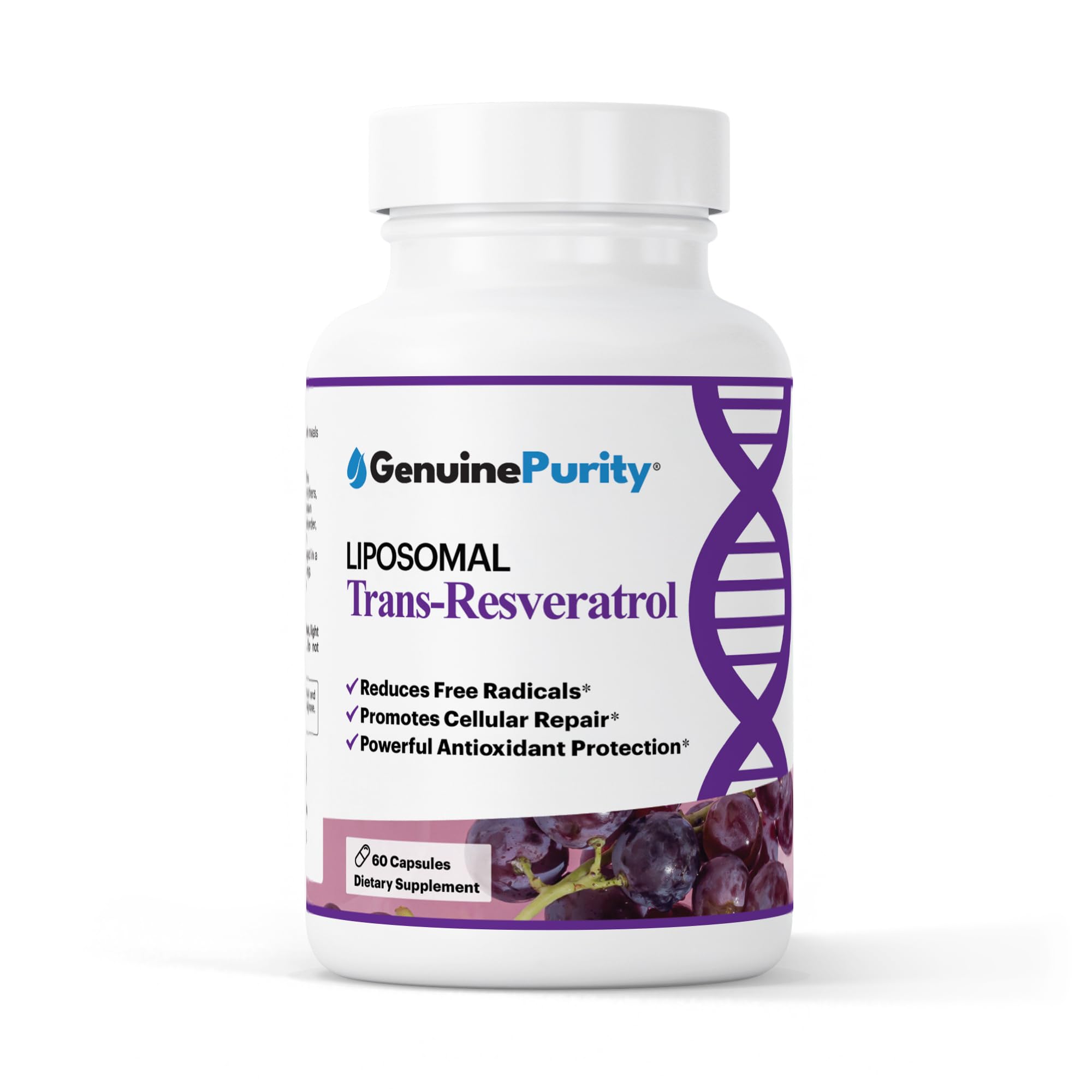 Liposomal Trans-Resveratrol 500mg | Powerful Antioxidant, Activates Sirtuins | Pure Liposomal Trans-Resveratrol Supplement | Gluten Free, Vegan, USA Made, Non-GMO | 60 Capsules
