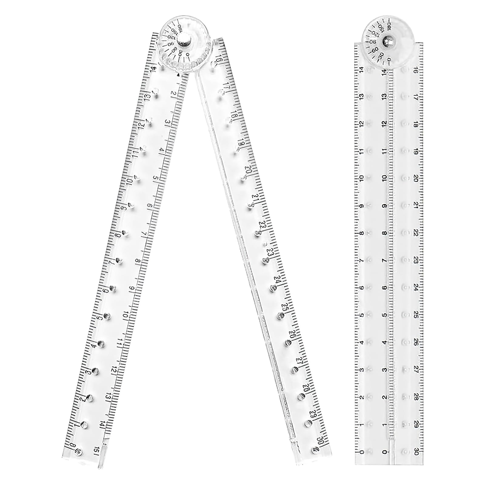 Riavom 2 Pcs Foldable Ruler, Ruler 30Cm Folding, Reusable Transparent Clear Shatterproof Rulers For Maths, School & Office Stationery Supply For School Mathematics Daily Learning Geometry Office