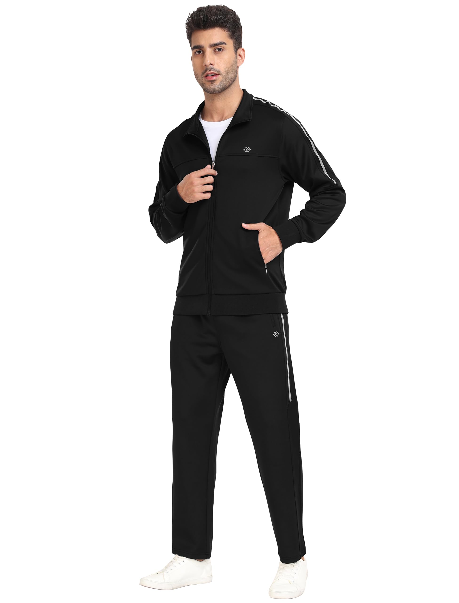 MoFiz Survêtement Hommes Ensemble Sport Jogging Col droit Combinaison de sport avec fermeture éclair