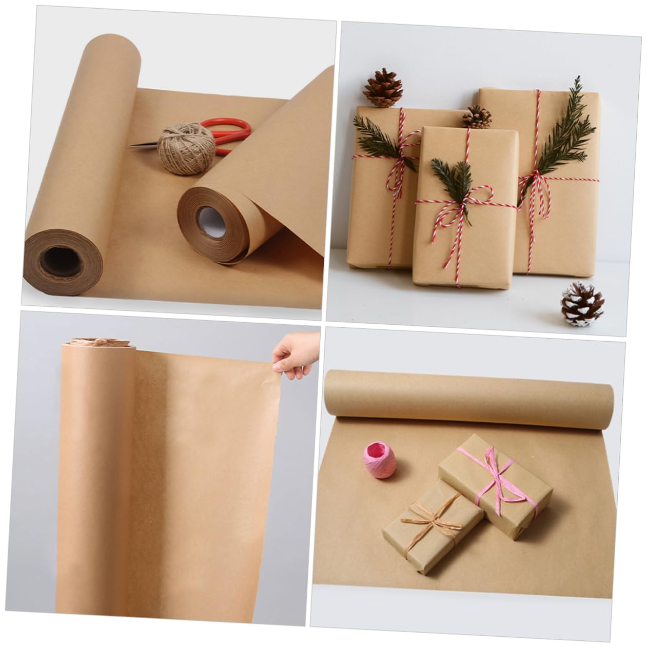 TEHAUX Rouleau de Papier Kraft Marron, Pratique et Jetable, pour Croquis, Origami, Composition de Fleur et Loisirs Créatifs