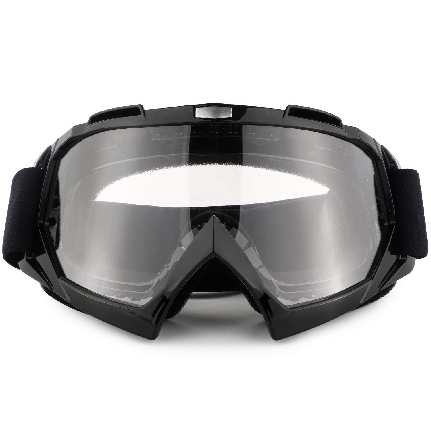 XYJTC Motorcycle Helmet Lens, Motorcycle Motocross Goggles Windproof ATV Dirt Bike Riding Ski Anti-Fog Glasses(1pcs-black/Clear Lens)